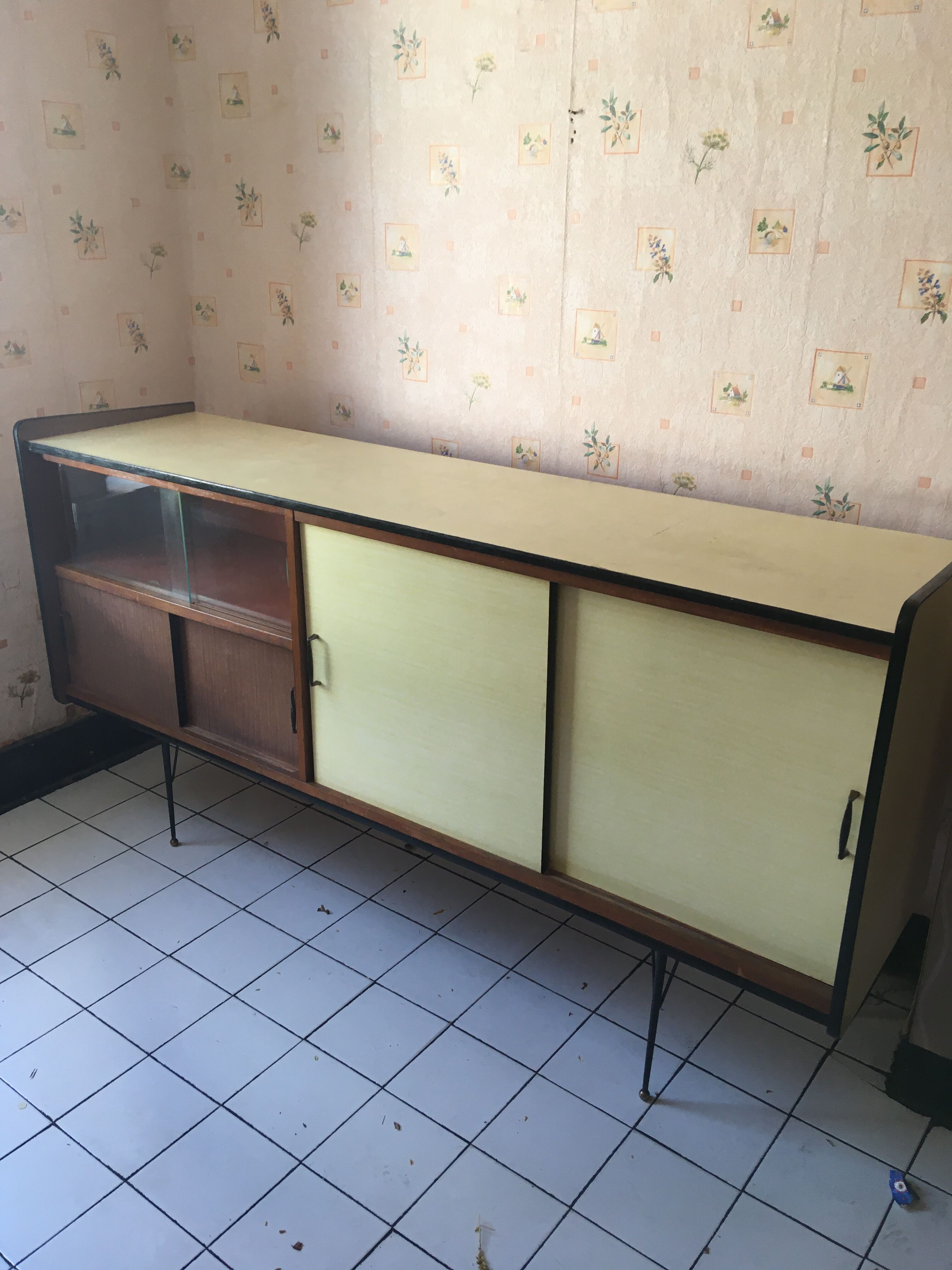Yellow formica sideboard