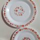 lot of arcopal scania dishes with small orange flowers flat plate, hollow dessert dish, one dish..