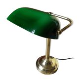 Desk lamp type "notary" vintage glass and brass