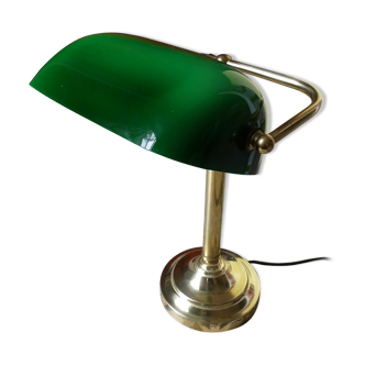 Lampe de bureau type "notaire" vintage verre et laiton