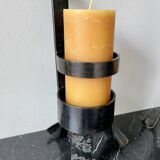 Pair of vintage brutalist iron candlesticks