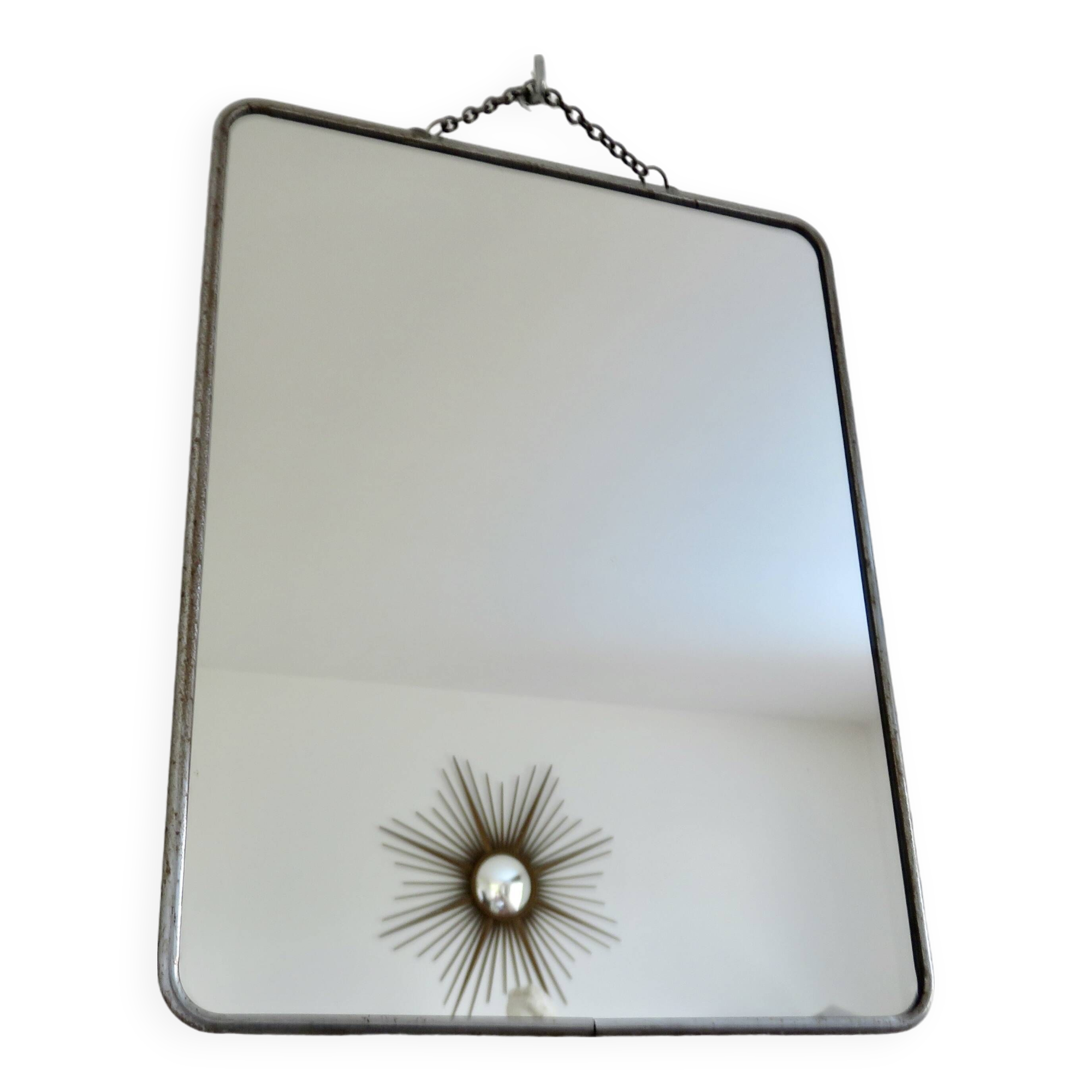 Old barber's mirror with chain, 1950s and 1960s