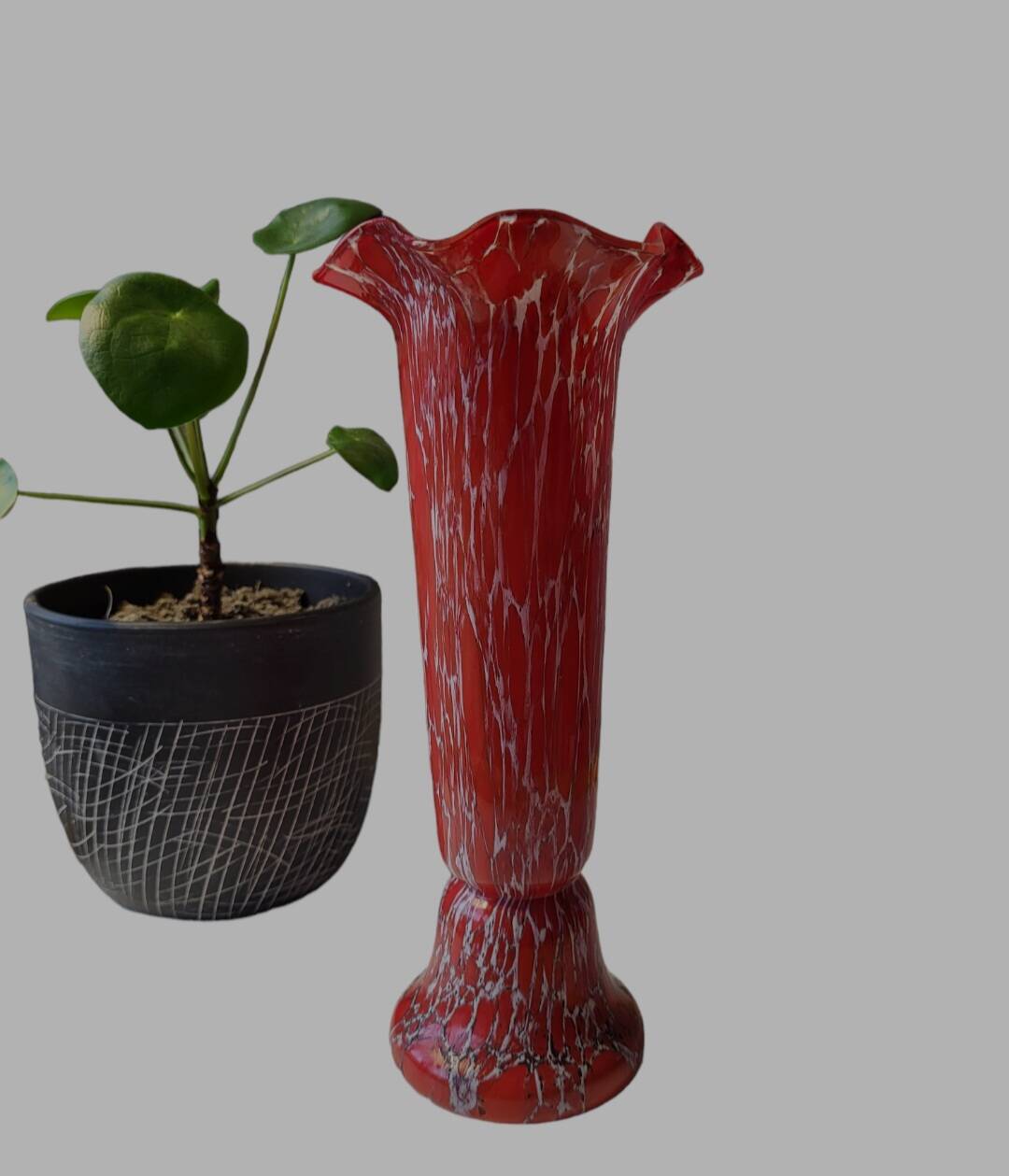 Vase Art déco en verre de Bohême