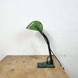 Vintage Green Enamel Bank Lamp, 1950s