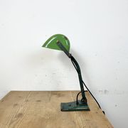 Vintage Green Enamel Bank Lamp, 1950s