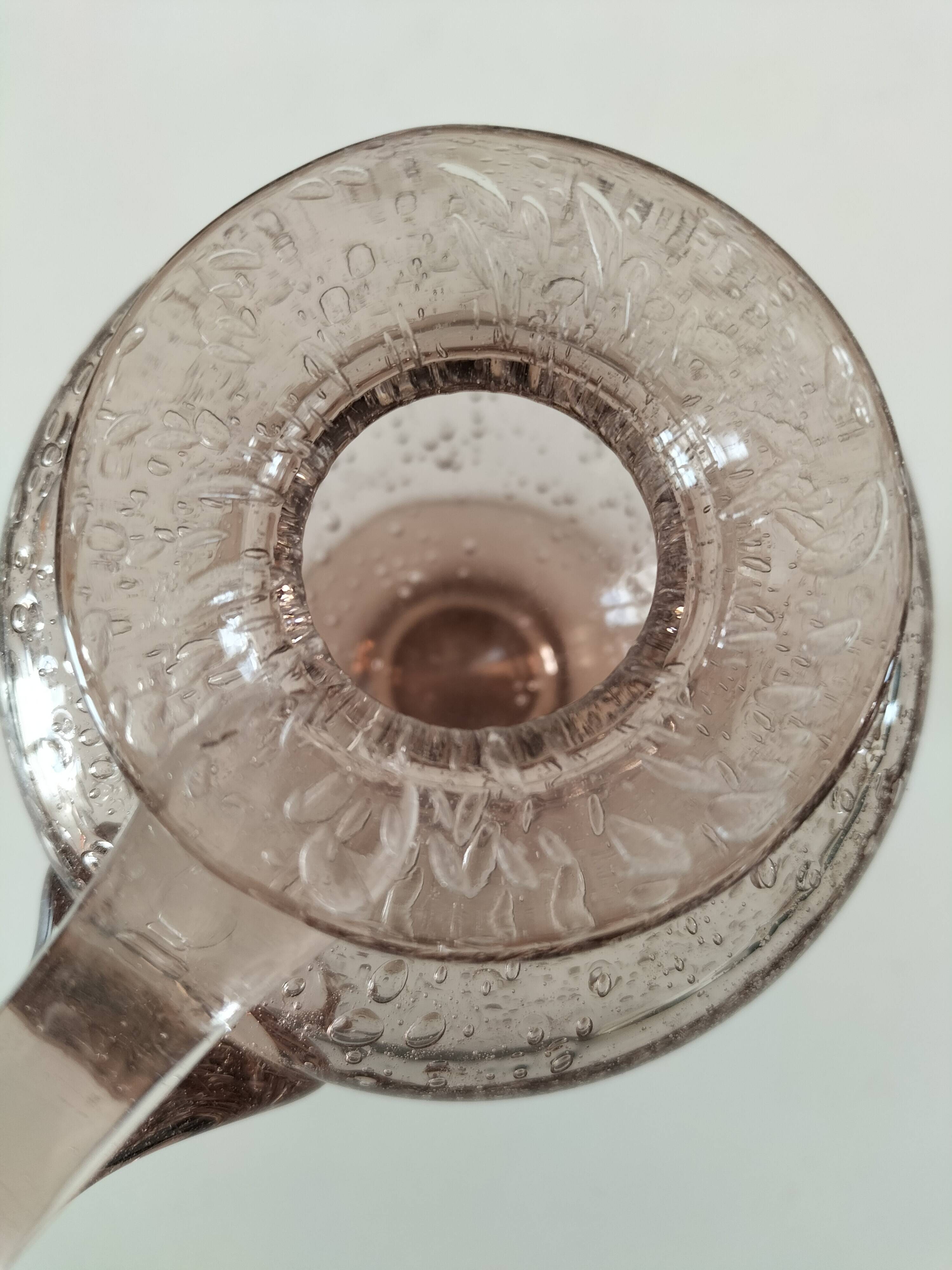 Biot candle holder vase in powder pink blown bubble glass.