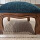 Louis XV footrest – duck blue velvet – fully reupholstered