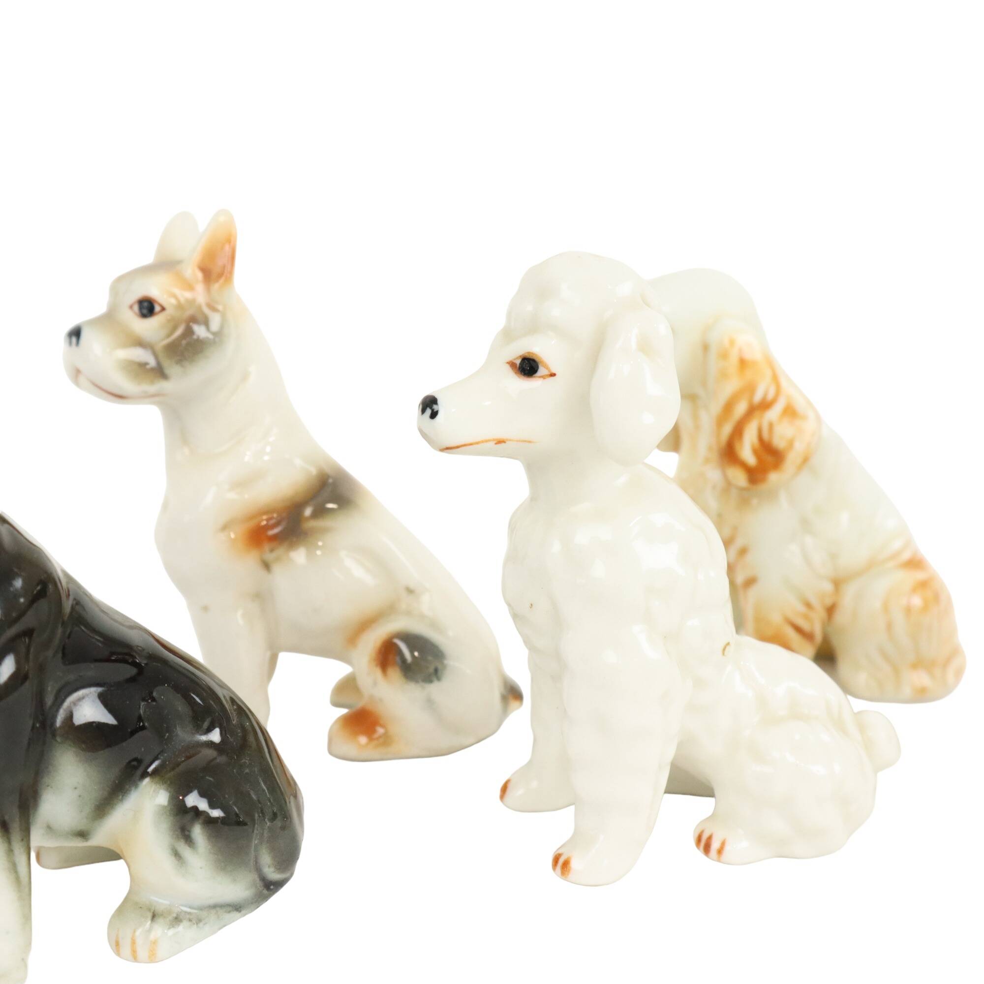 Vintage Set of 5 Dog Porcelain Figurines Figures 9cm