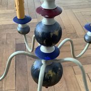 Baroque vintage chandelier 5 branches wood + metal