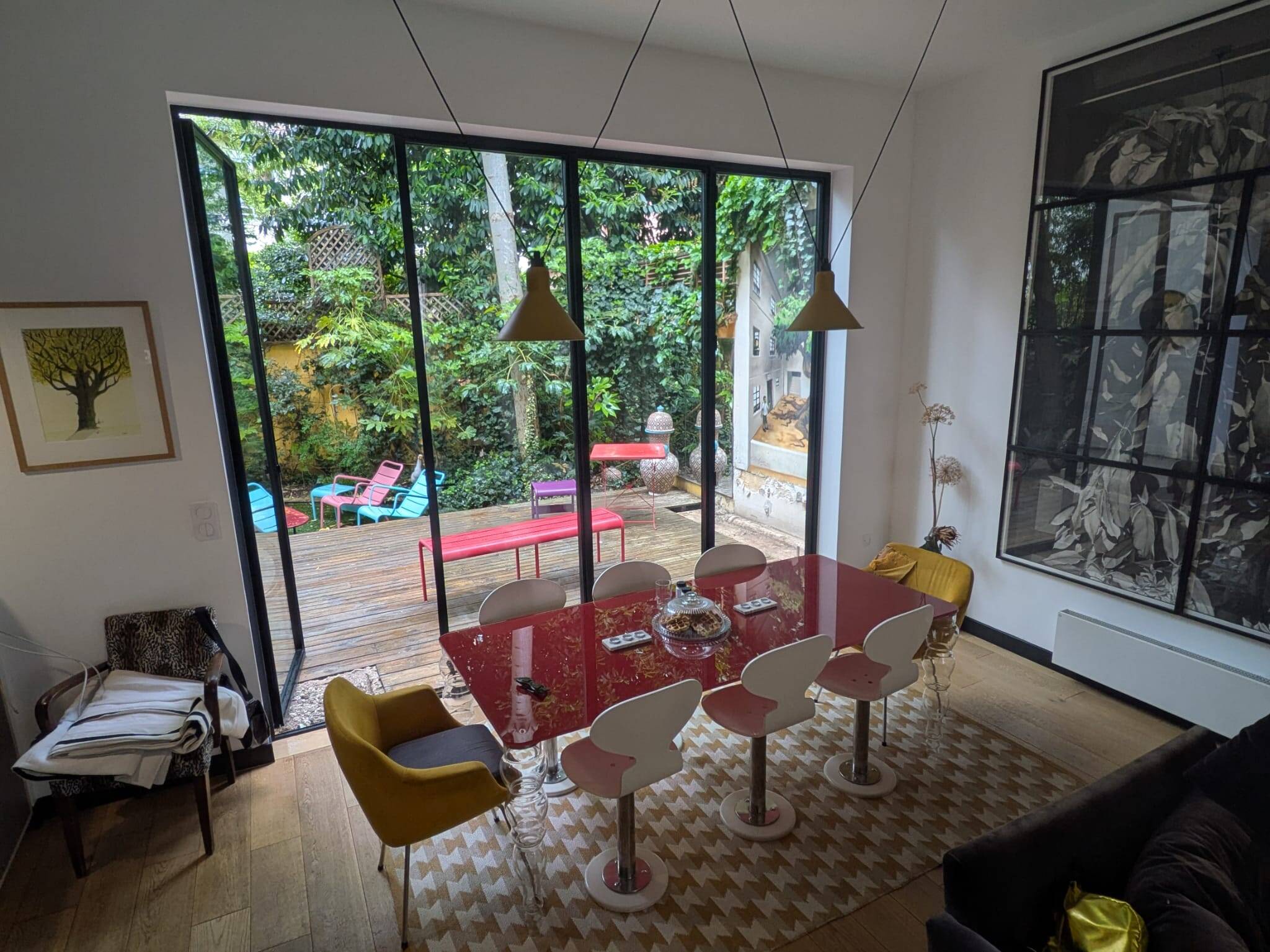 Table post-modern glass Italia POS02 red top
