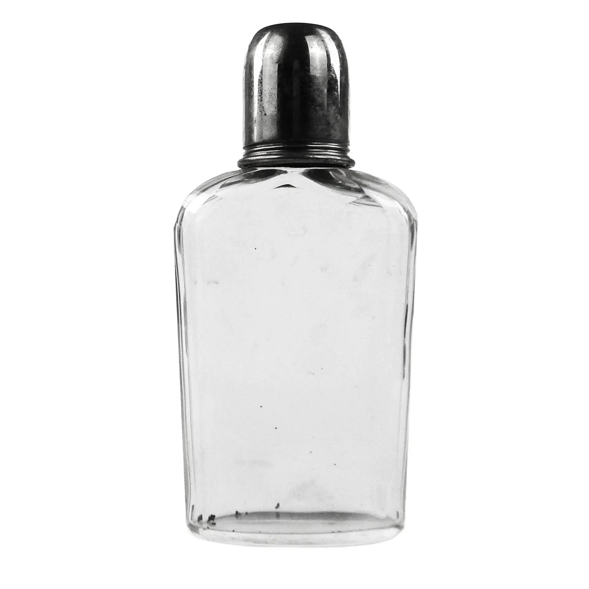 Art Deco hip flask, crystal, France, 1930s