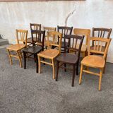 Set of 10 mismatched bistro chairs