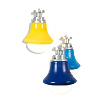 Multicolored waterfall suspension chandelier. Italy 70s