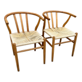 2 Scandinavian design chairs rope and teak