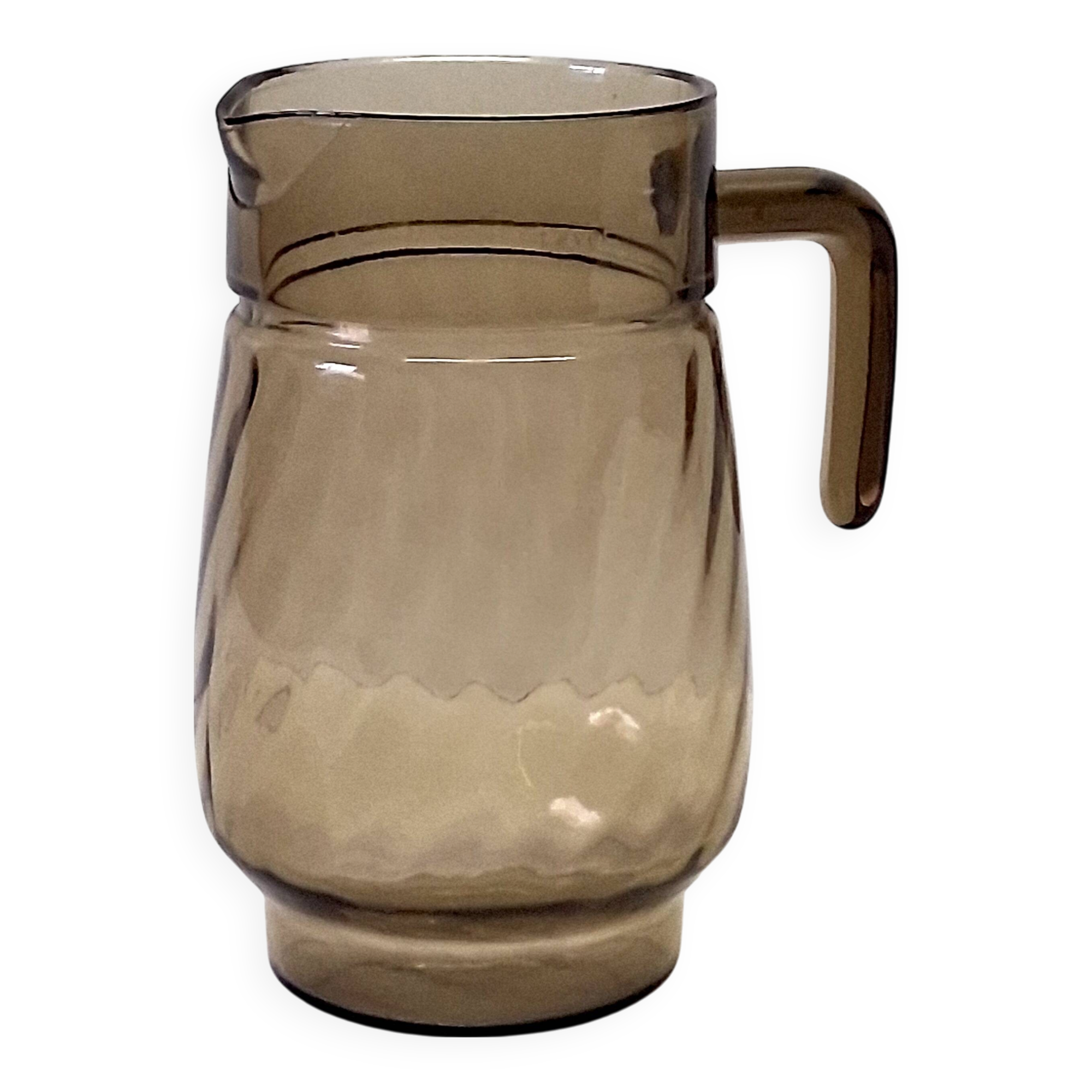 Very pretty black smoked glass pitcher from Lever in very good condition.