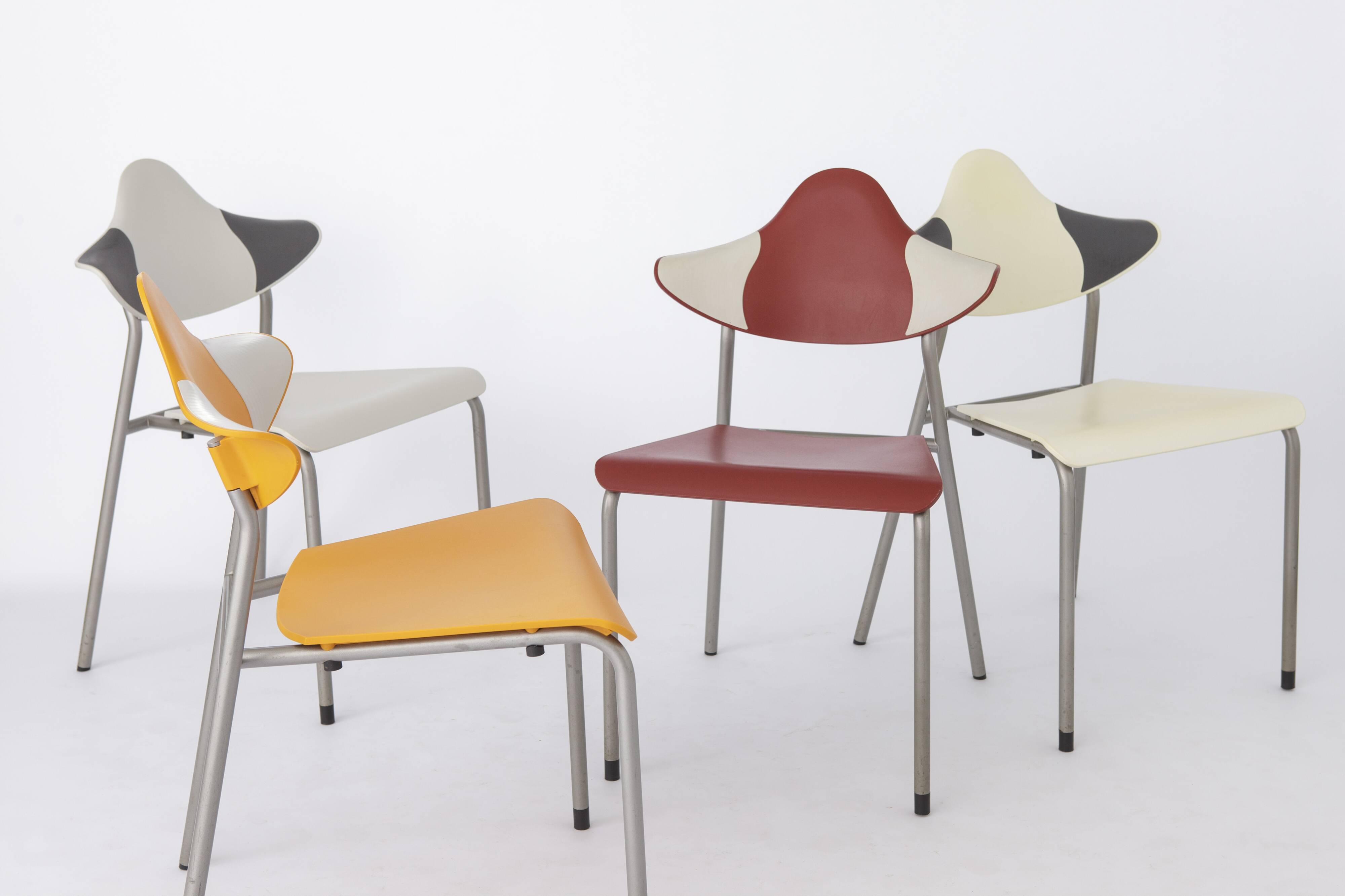 4 Stacking Chairs Vintage, Drabert by Samas Parlando, 1980s, Germany