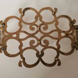 Trivet, tray with openwork brass handles, apple patterns, 70s