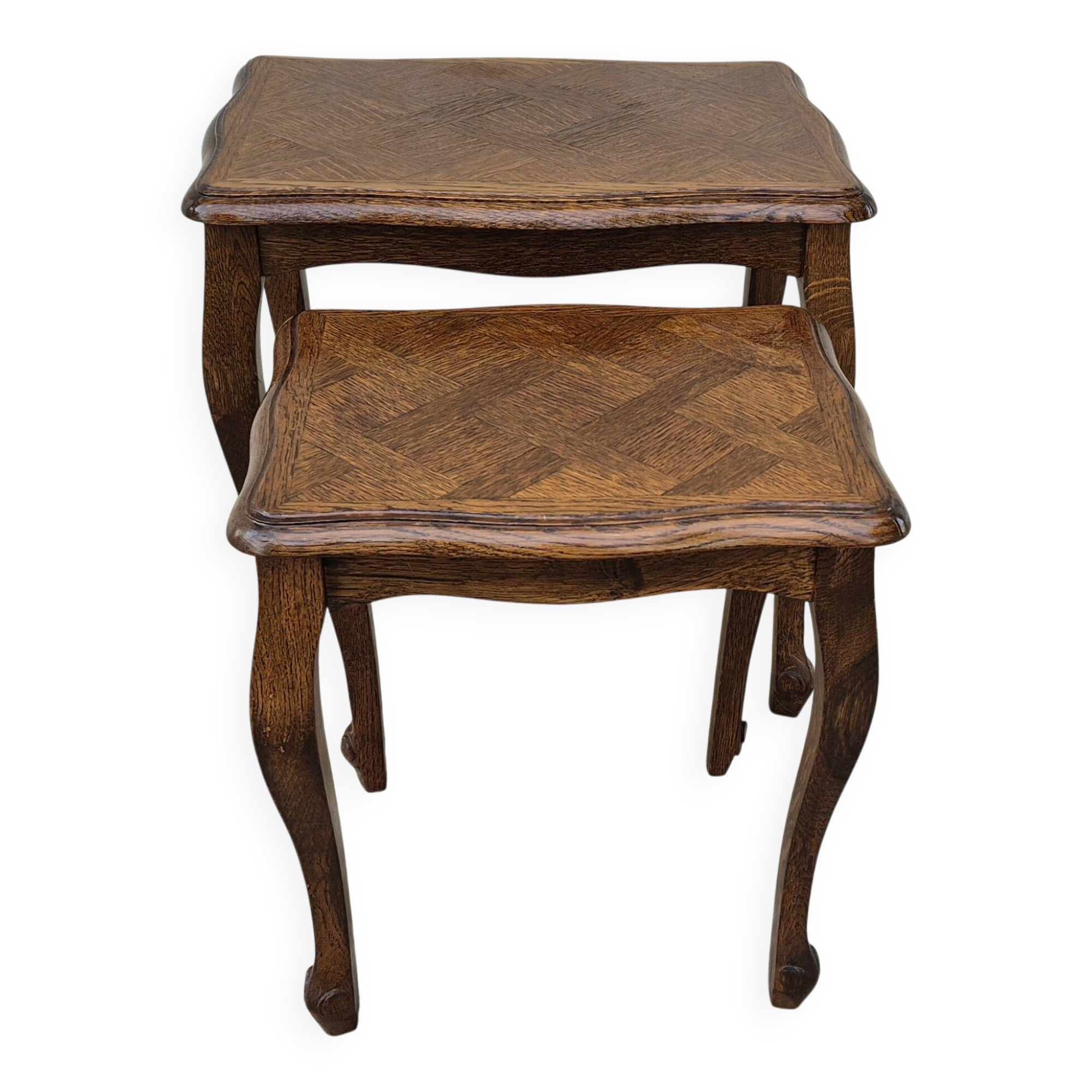 2 nesting tables in solid wood in Louis XV style