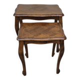 2 nesting tables in solid wood in Louis XV style