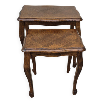 2 nesting tables in solid wood in Louis XV style