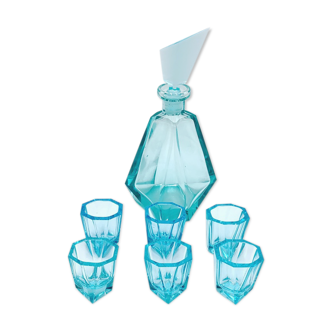 Turquoise liqueur set, Czech Republic, 1930s