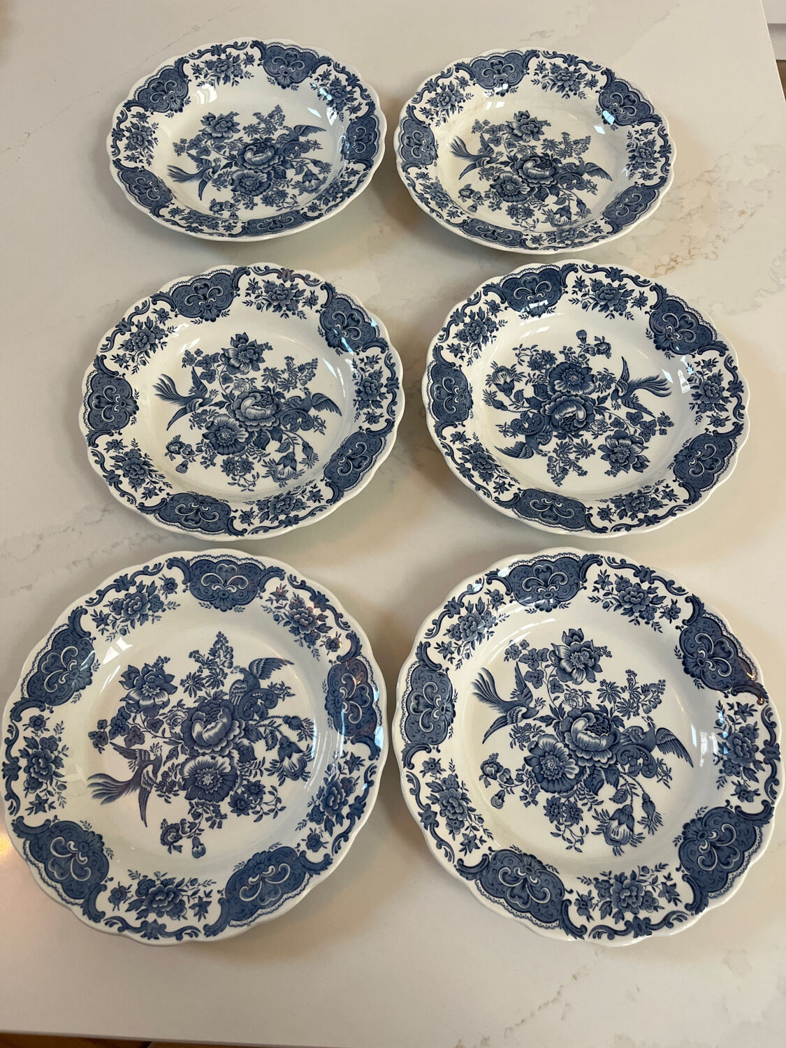 6 English porcelain plates "Windsor" Ridgway 1792 Staffordshire