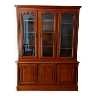 Bookcase 2 bodies / 3 doors in solid cherry