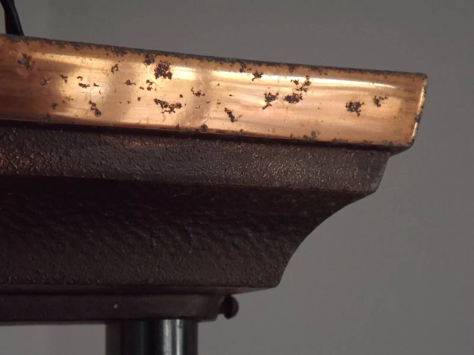 French Art Deco 6-Arm, 10-Light Chandelier Petitot Ezan Style, Copper Tone