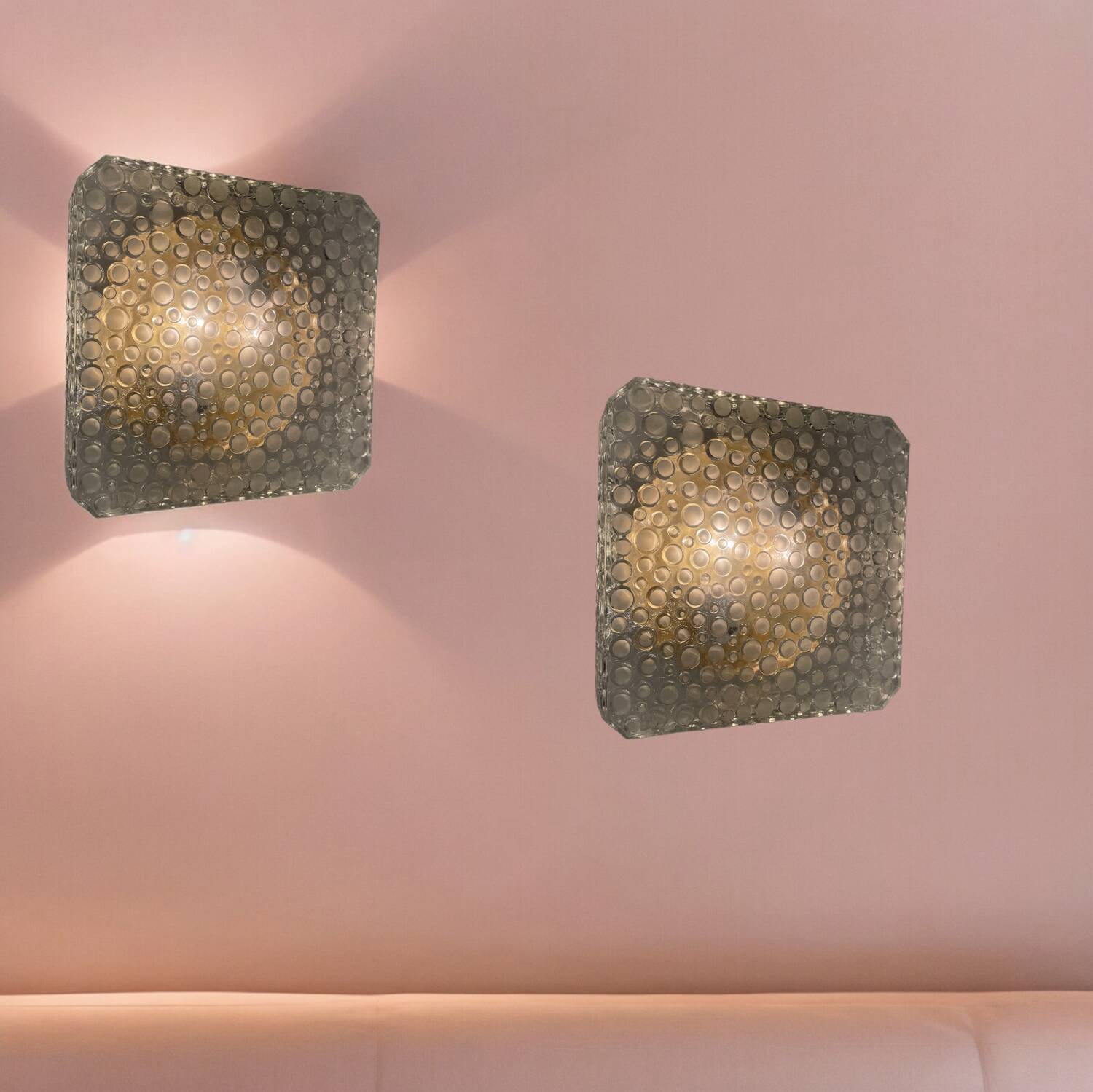 Mid Century Bubble Hustadt Crystal Glass Sconces Set of 2