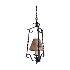 Lustre fer noir et chaîne