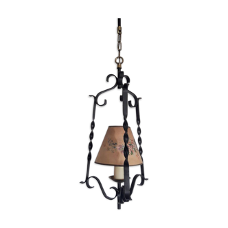Black iron chandelier and vintage gold chain
