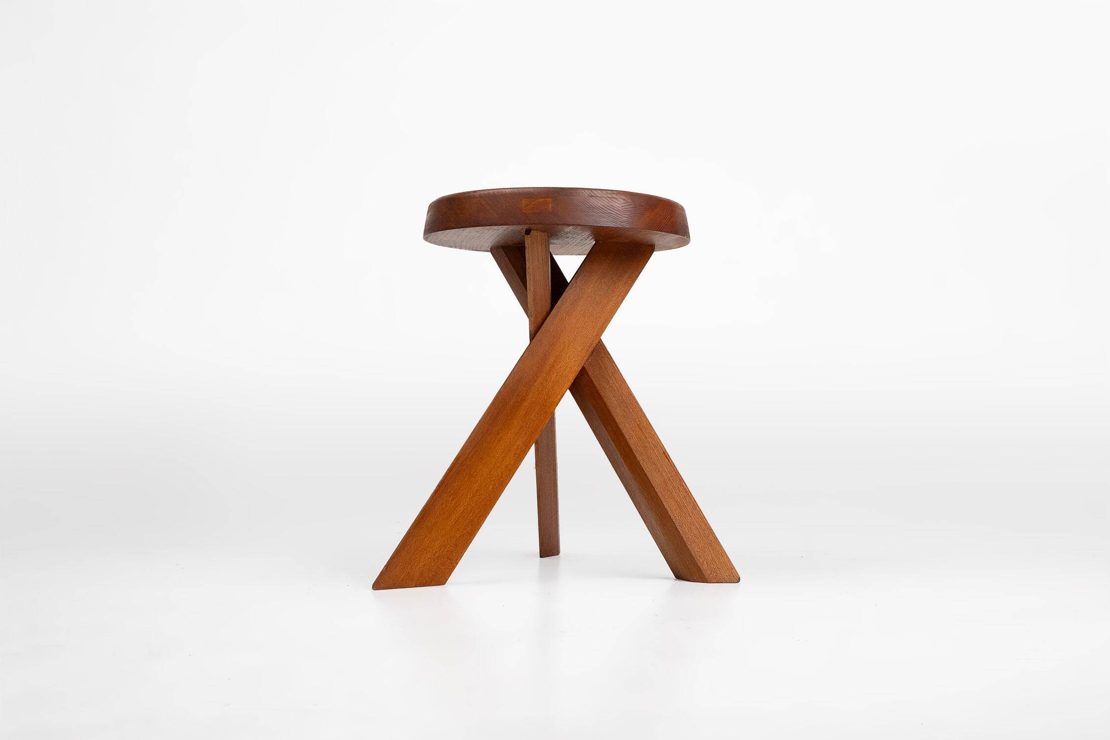 Model S31 Stool in Elm Wood by Pierre Chapo, 1974