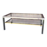 Vintage coffee table glass & chrome metal – Romeo Rega style 1970s
