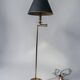 Brass reading floor lamp, adjustable arm, vintage anthracite shade.