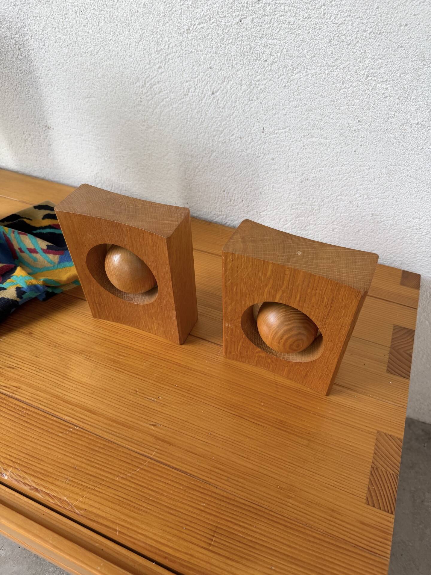 Constructivist wooden bookends