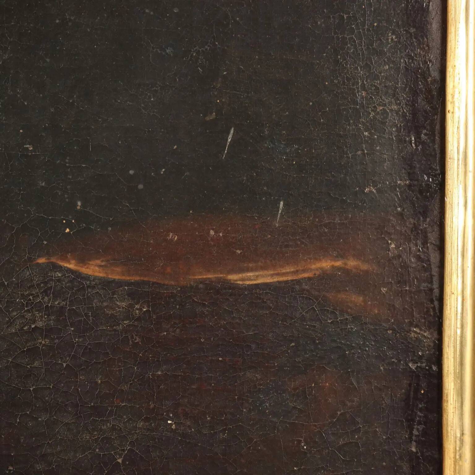Ancient painting with a religious subject, oil on canvas, 18th century.