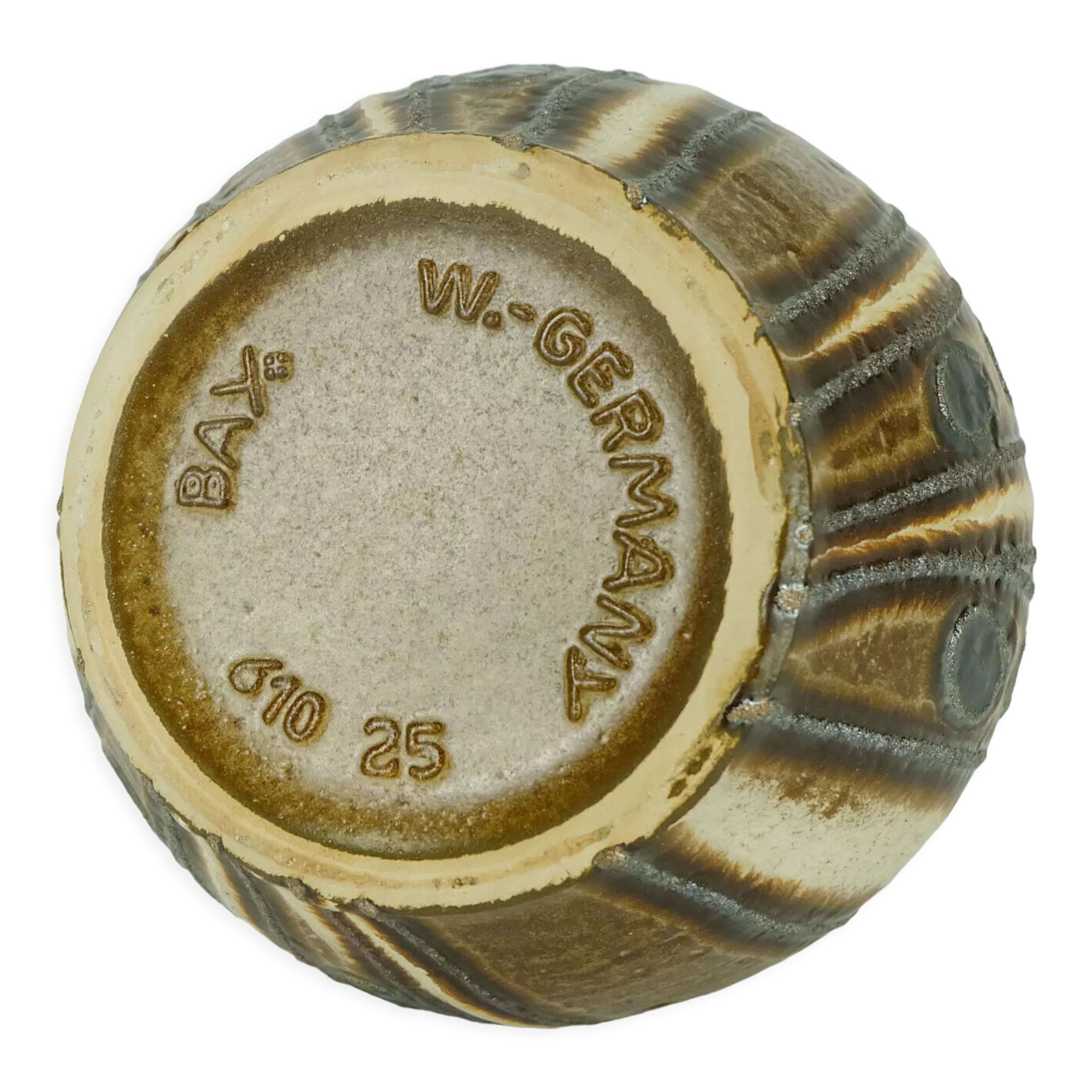 Vase mid century bay keramik model fat lava circle and wave pattern 1970s