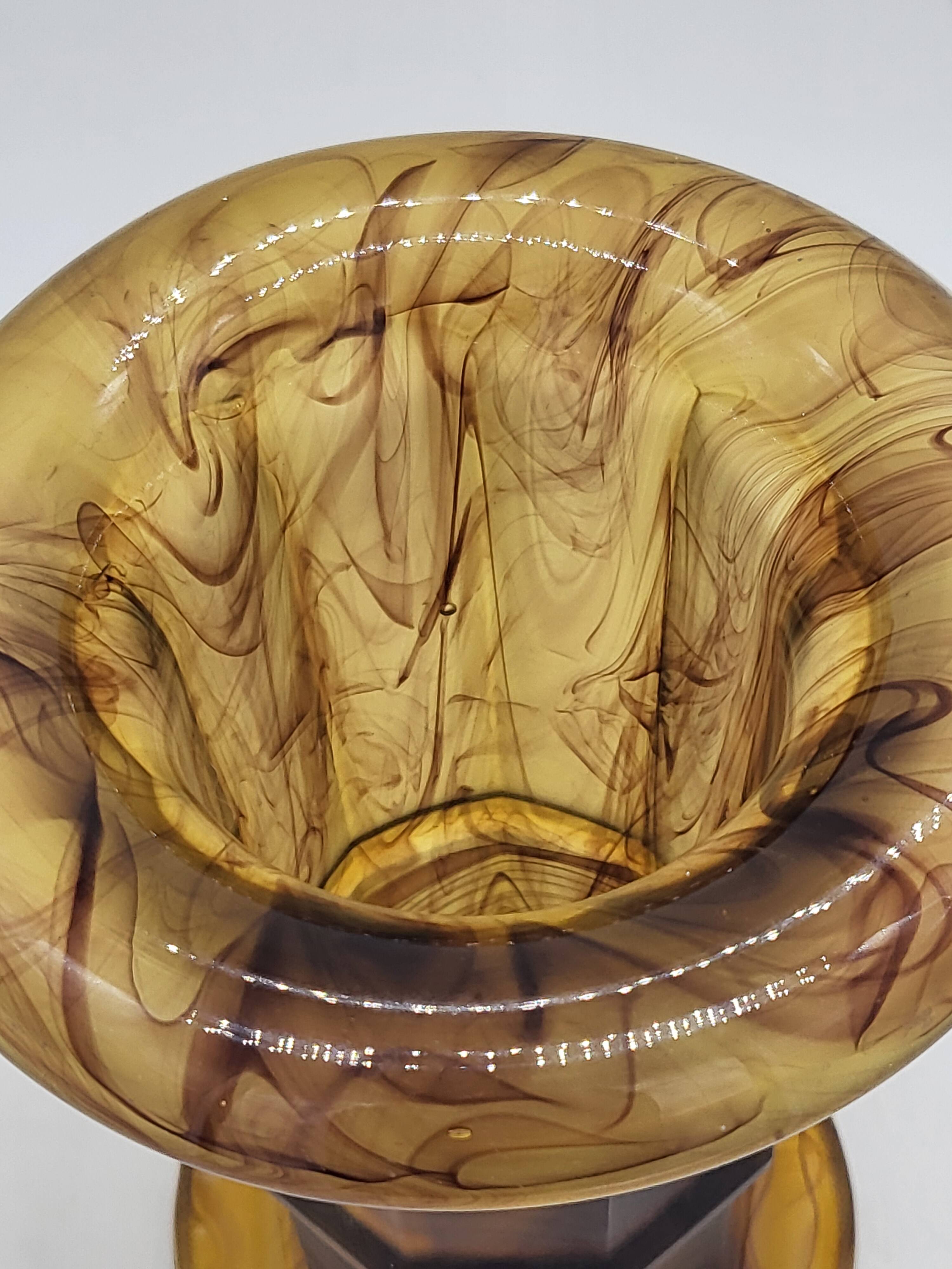 George Davidson Vintage Art Deco Amber Clouded Glass Vase