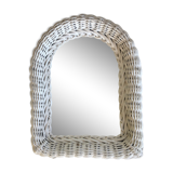 White rattan mirror