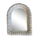 White rattan mirror
