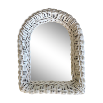 Miroir rotin blanc