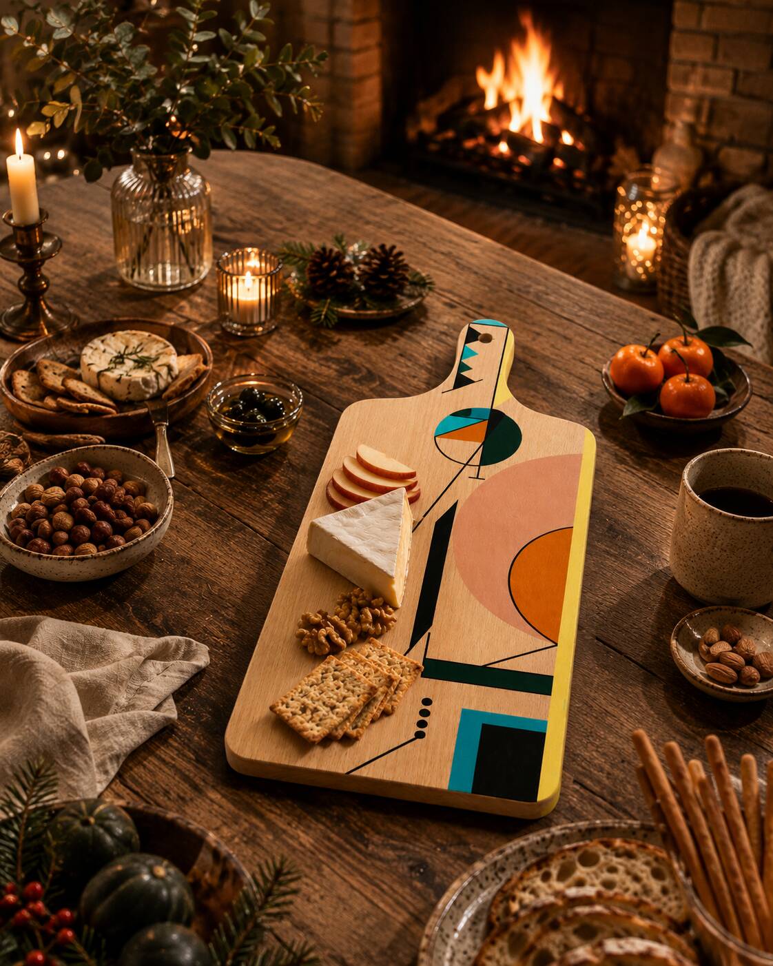 Handmade Resin Serving Board, Geometric Cheese Board, Wood & Resin Charcute
