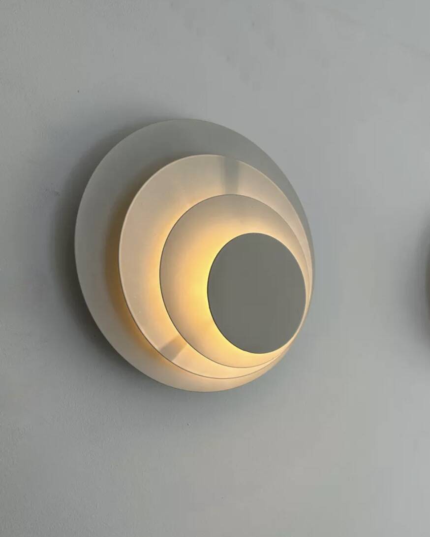 Pair of vintage geometric wall lights, white lacquered metal, Germany 1980s