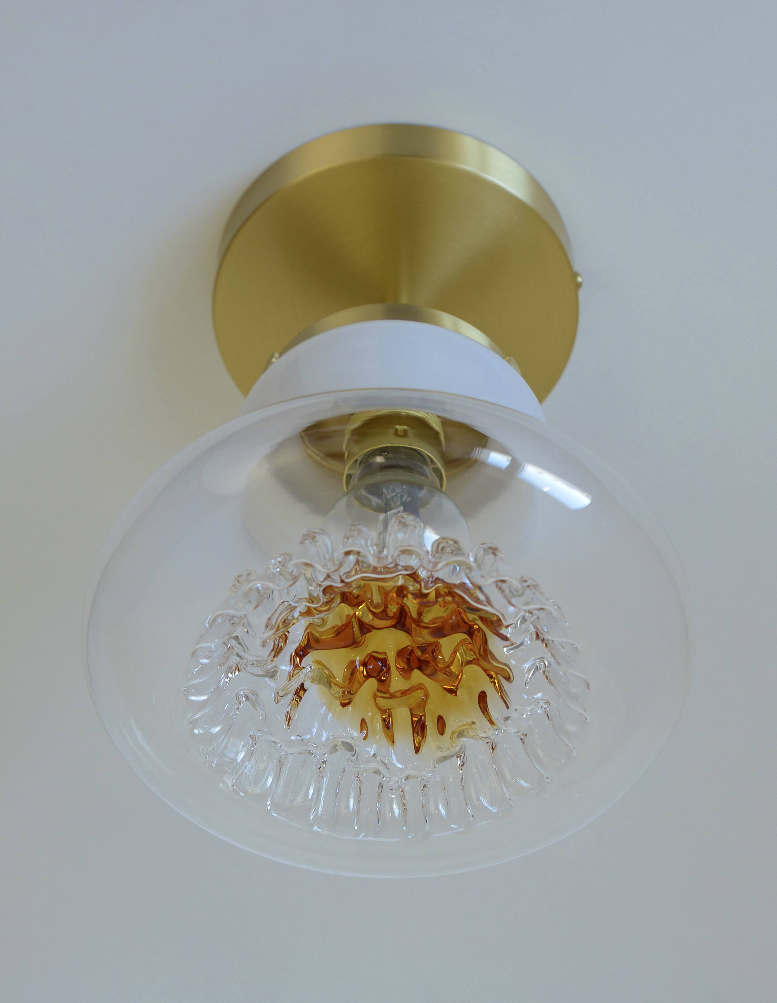 Set of 4 Vintage Sconces Flush Mount Mazzega Murano Glass Ceiling Lights