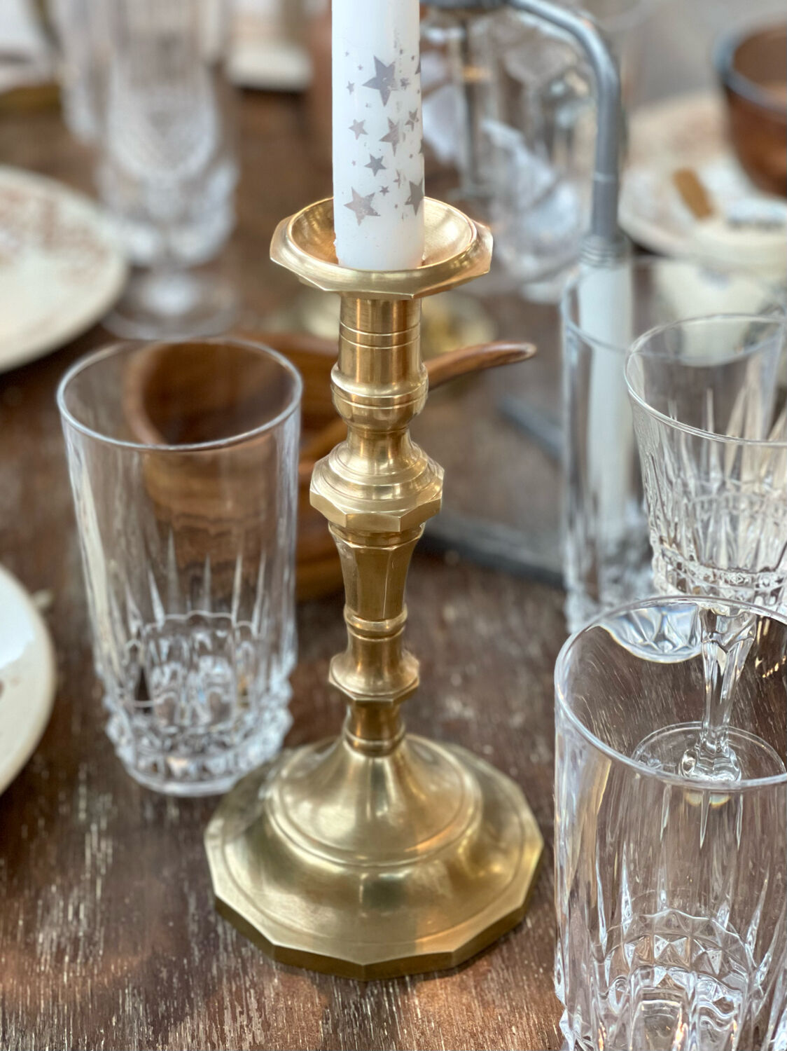 Pair of brass candle holders