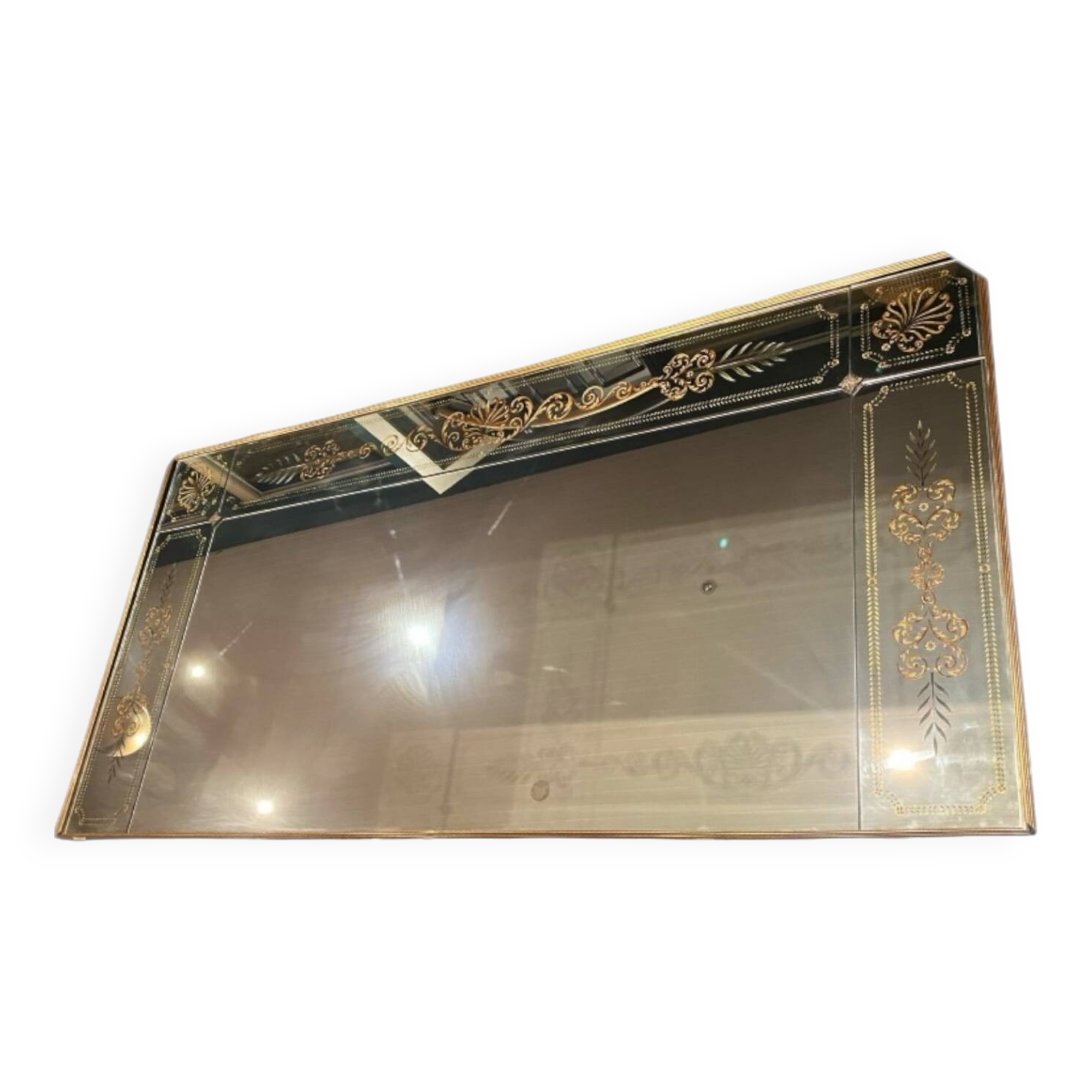 Large 1950 Venetian mirror with wooden frame