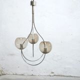 Vintage chandelier in chromed metal and smoked glass