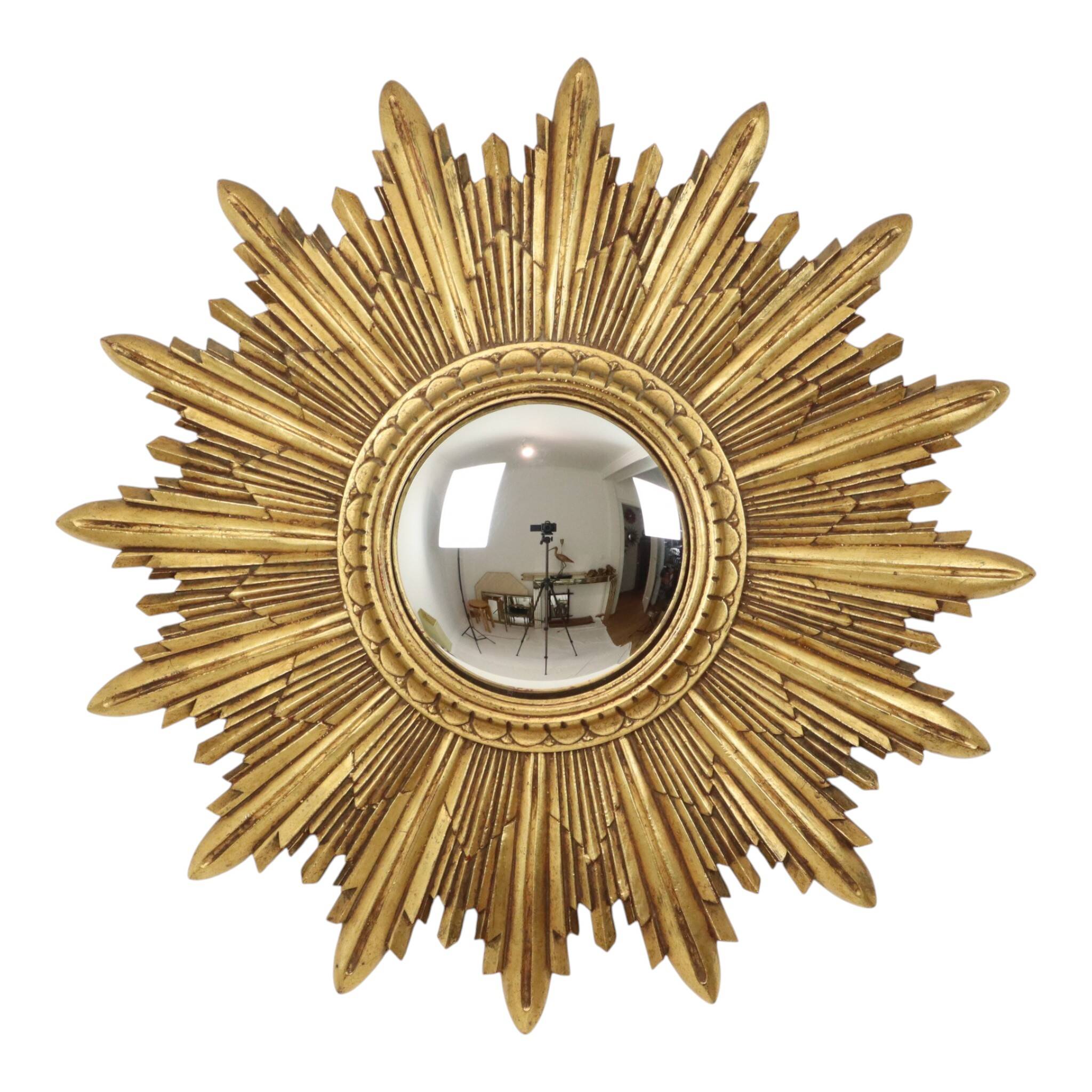 Gold Leaf Sunburst Mirror (Resin, 56cm)