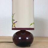 Lampe boule céramique violette et abat jour fleuri