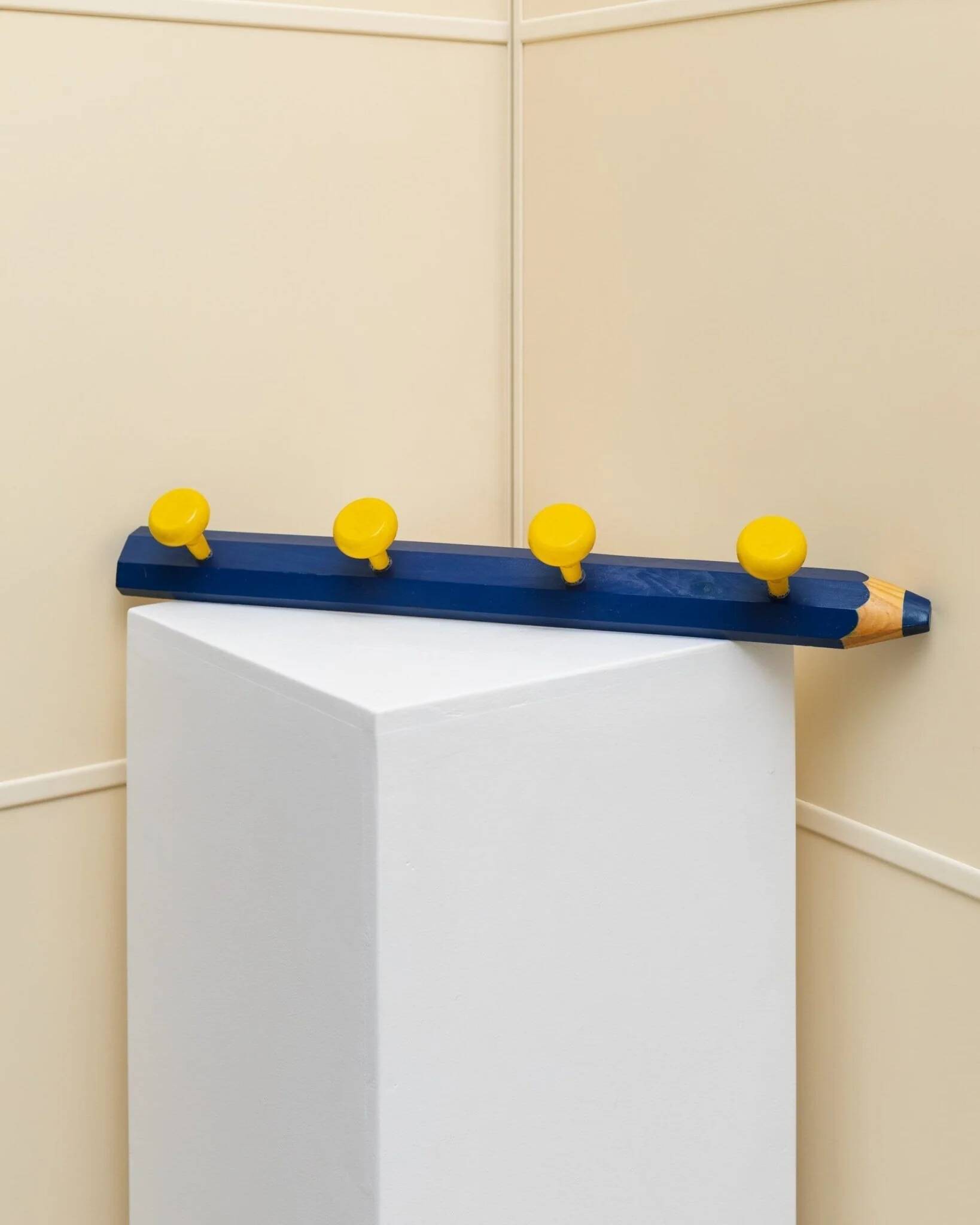 Pierre Sala Wardrobe in postmodern Memphis design - blue and yellow painted spruce wood armoire